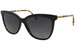 Burberry Clare BE4308 Sunglasses Women's Square Shape - Black-Beige Multi/Polarized Grey Grad - 3853/T3