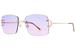 Cartier Sunglasses CT0092O Rimless Square Shape - Gold/Custom Rose/Blue Bi-color Lenses-001