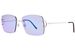 Cartier Sunglasses CT0092O Rimless Square Shape - Shiny Silver/Custom Blue Mirror 50% Tint Grey Lens