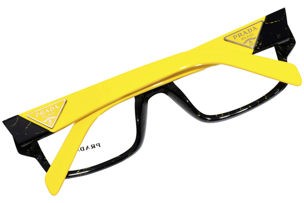 Prada Pr Zv D O Eyeglasses Men S Black Yellow Marble Full Rim