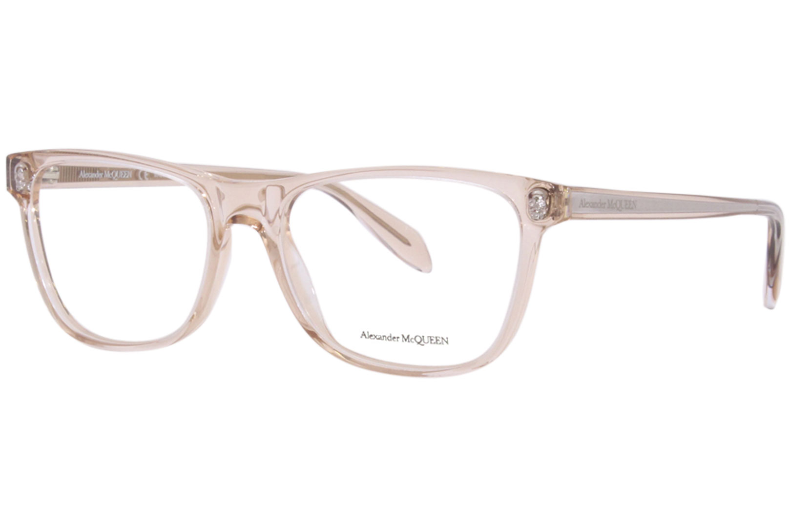 Alexander McQueen AM0248O 003 Eyeglasses Transparent Nude Full Rim  53-17-145 | EyeSpecs.com