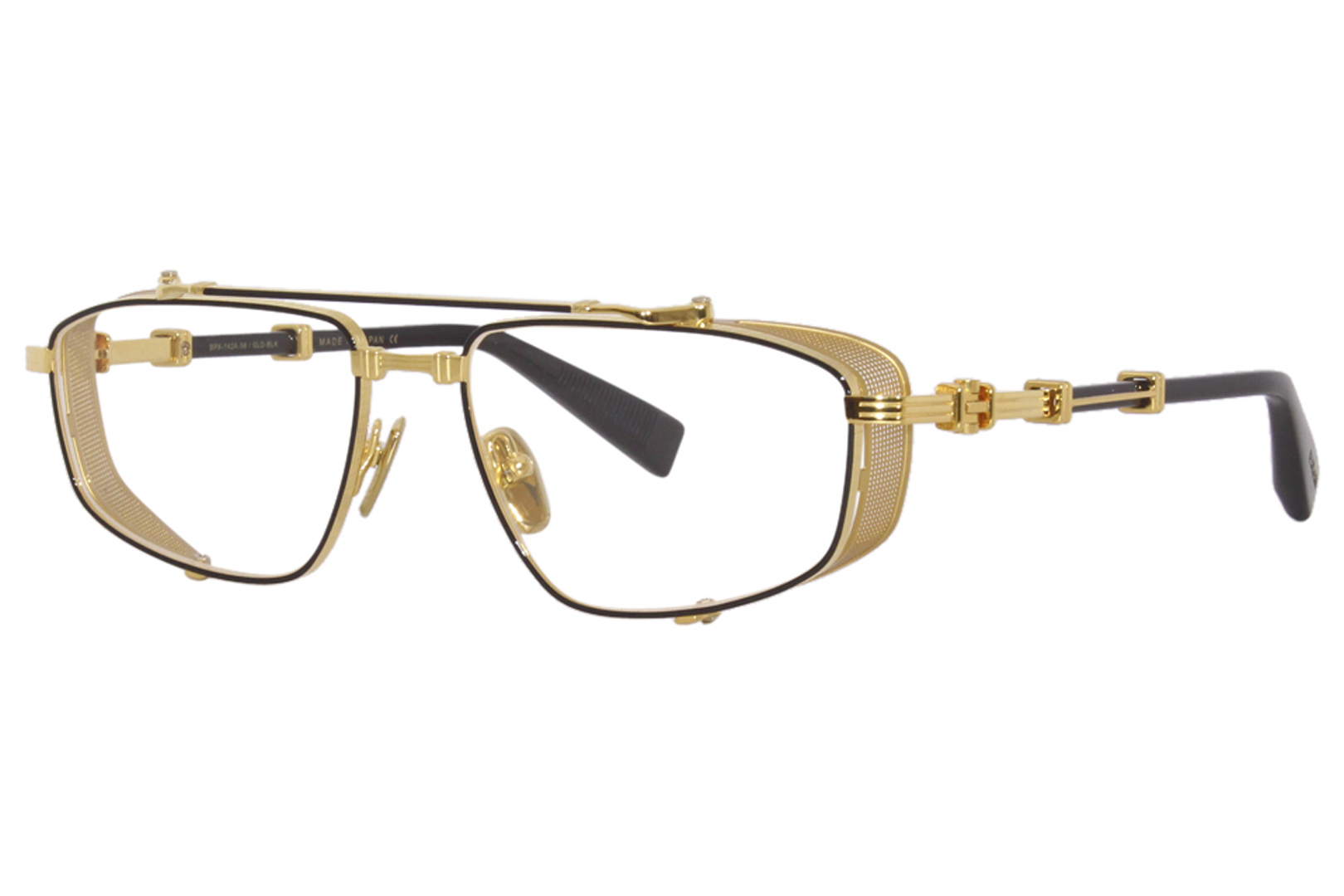 Balmain Brigade V Bpx 142a Titanium Eyeglasses Gold Black Full Rim 56 17 140