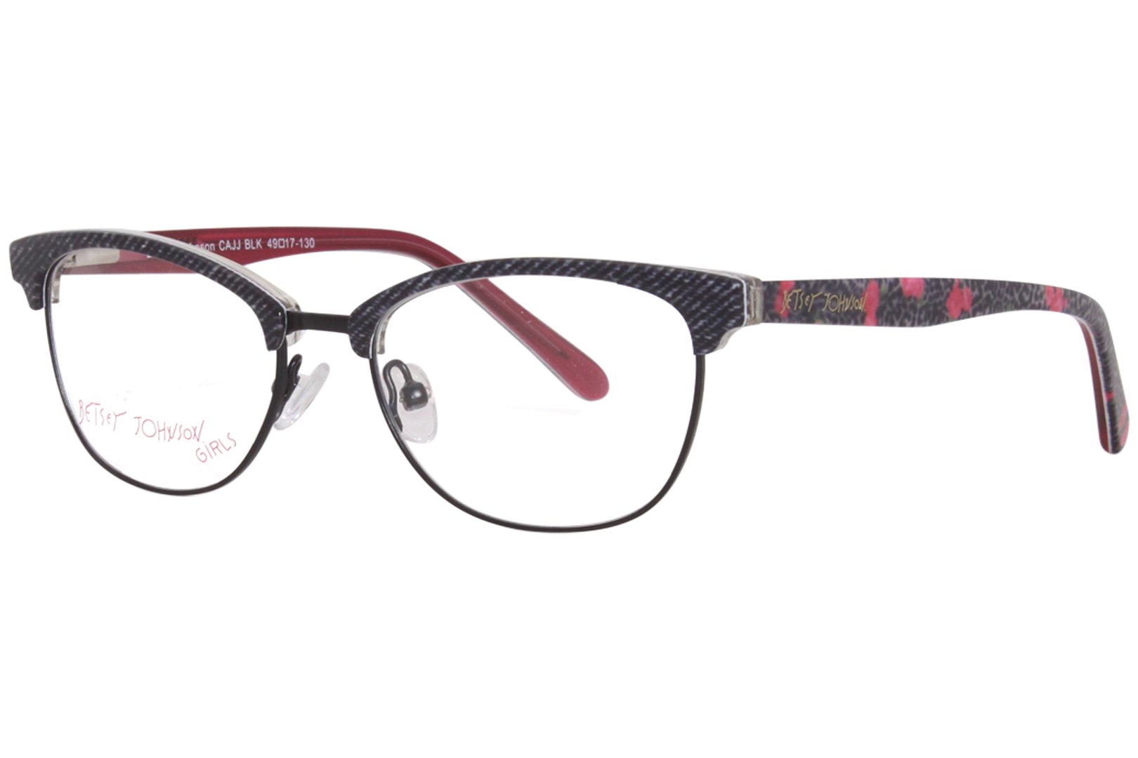 Betsey Johnson Cajj Blk Eyeglasses Girls Black Full Rim Oval Shape 49 17 130