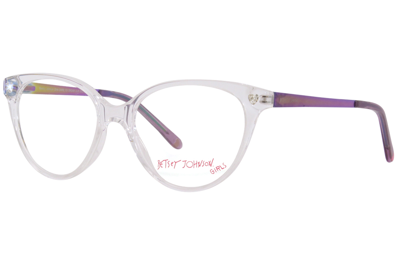 Betsey Johnson Dare To Dream Clr Eyeglasses Girl S Clear Full Rim Cat Eye 50mm