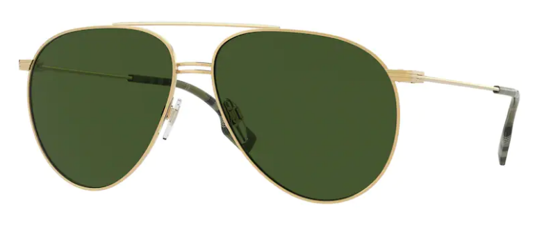 Burberry BE3108 101771 Sunglasses Men's Gold/Dark Green Pilot 60-14-145 ...