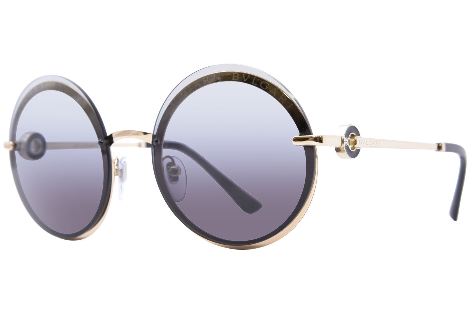 BVLGARI BV6091B Round Sunglasses, Rose Gold/Brown Gradient at John Lewis &  Partners