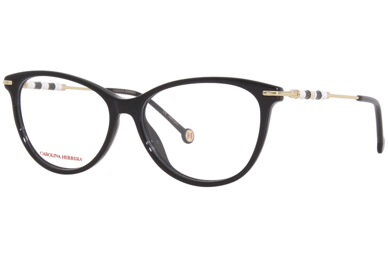 Carolina Herrera Ch0043 807 Eyeglasses Womens Blackgold Full Rim 55 15 145