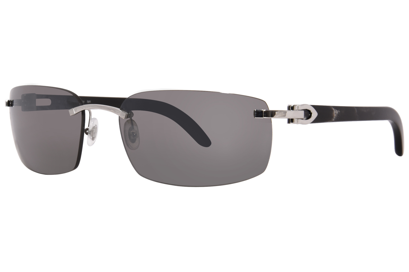 Cartier Exception CT0046S 001 Sunglasses Silver Genuine Grey Horn