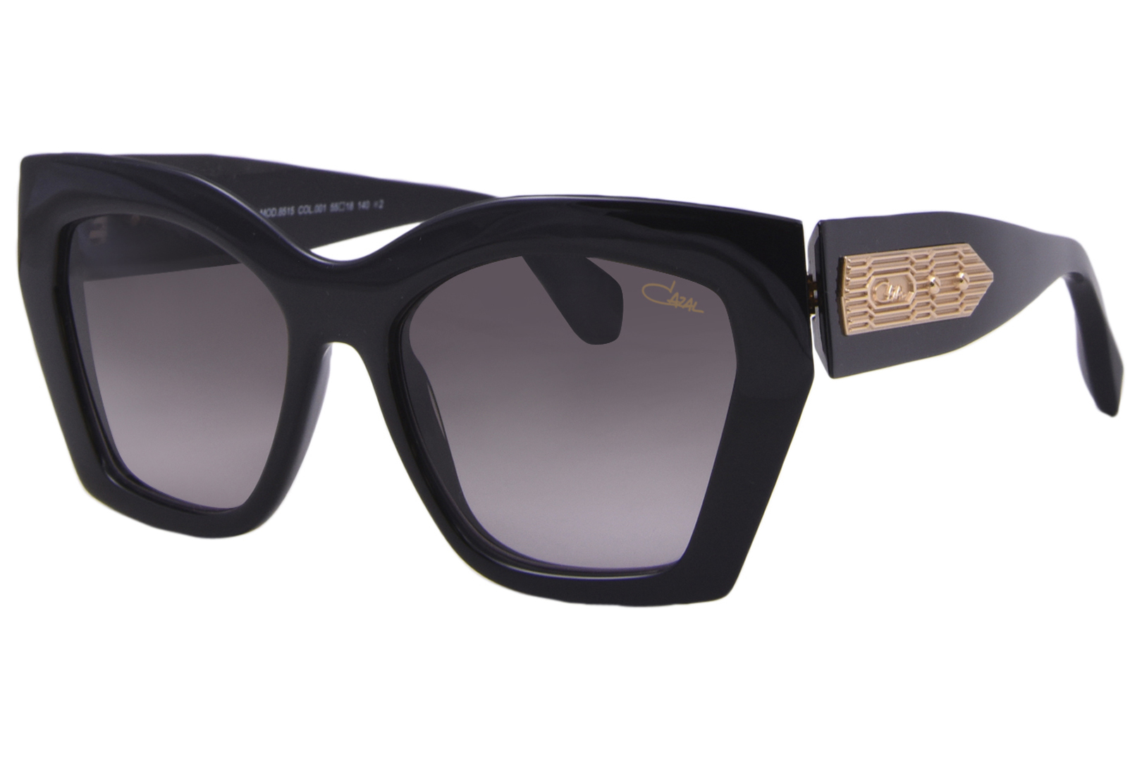 Cazal 8515 001 Sunglasses Womens Black Gold Grey Gradient Square Shape 55 18 140