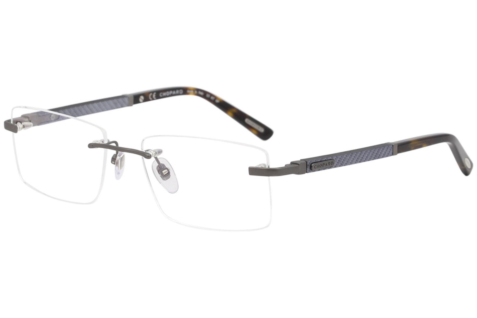 Chopard Men s Eyeglasses VCHB73 VCH B73 627Y Gunmetal Rimless Optical Frame 57mm