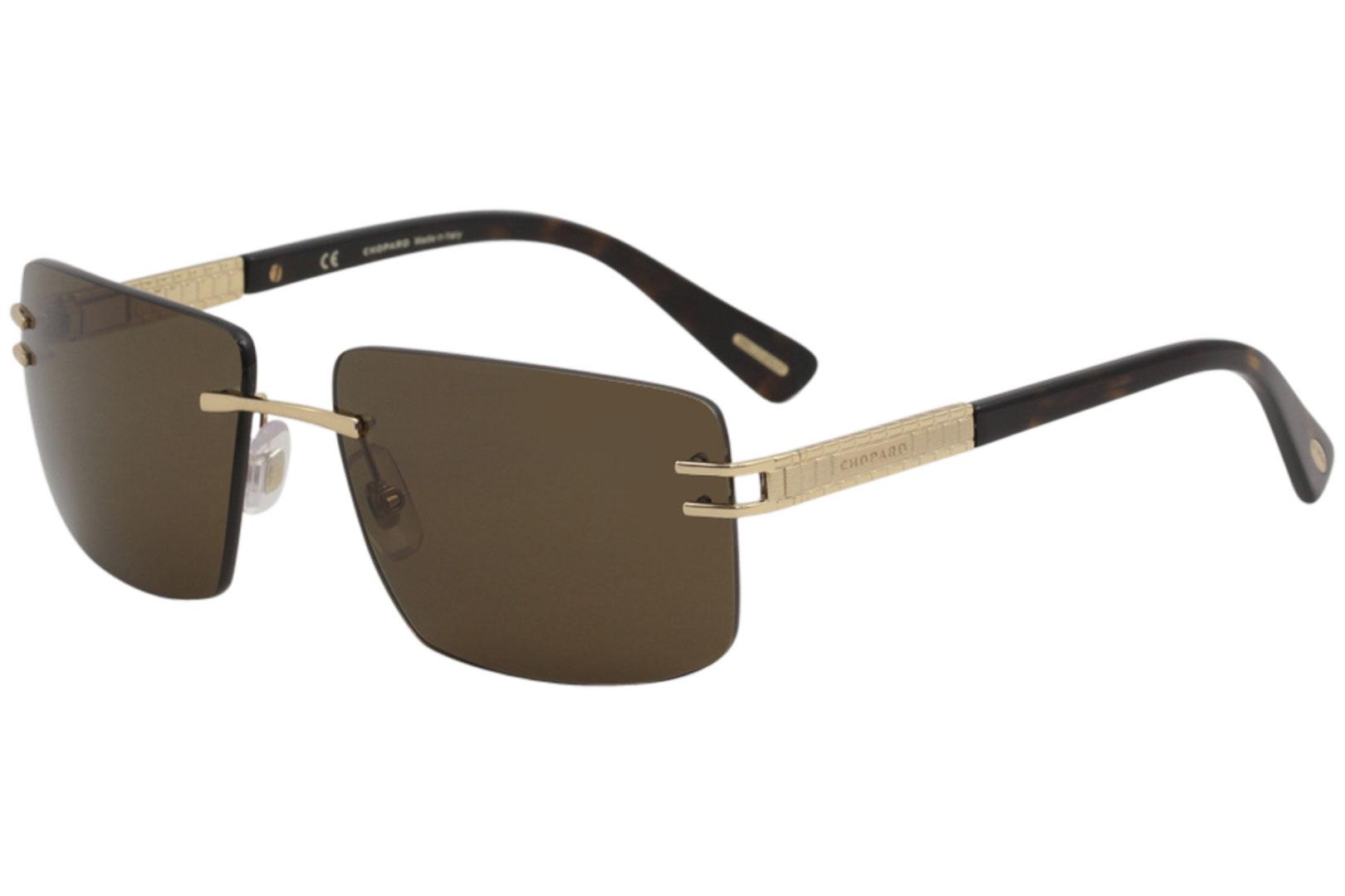 Chopard Men's SCHB29 SCHB/29 300Z Gold Rectangle Polarized Sunglasses 60mm