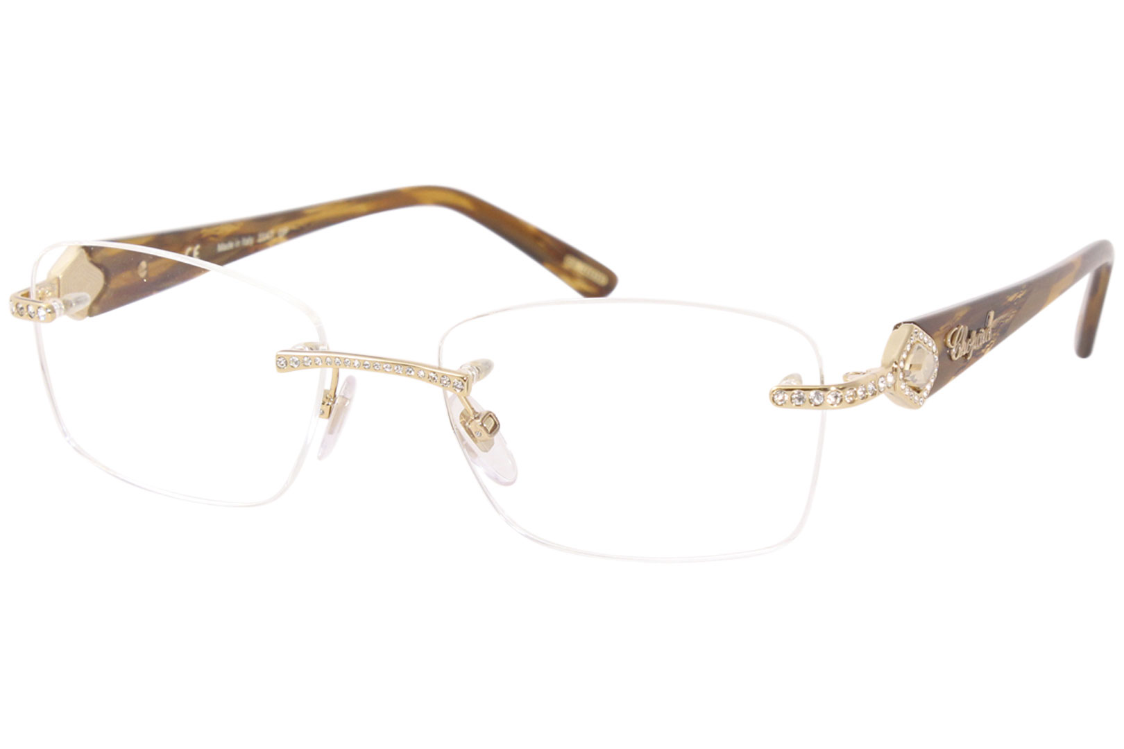 Chopard VCHA33S Eyeglasses Women s Gold Brown Rimless Optical Frame 54mm