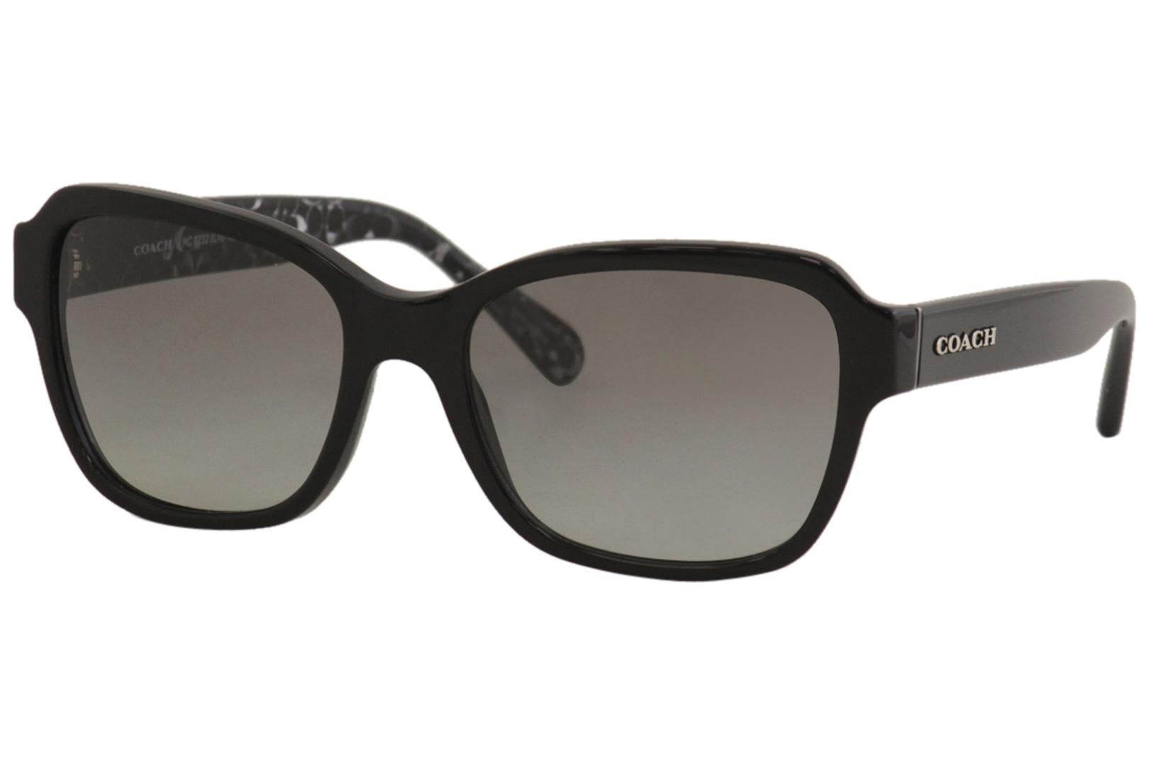 Coach Women's HC8232 HC/8232 551011 Black Fashion Rectangle Sunglasses 56mm  