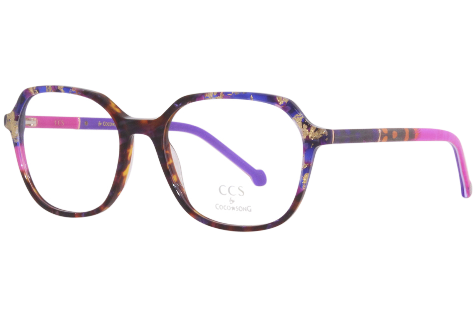 Coco Song CCS181-3 Eyeglasses Women's 24K Gold Inserts/Purple Full Rim 53mm