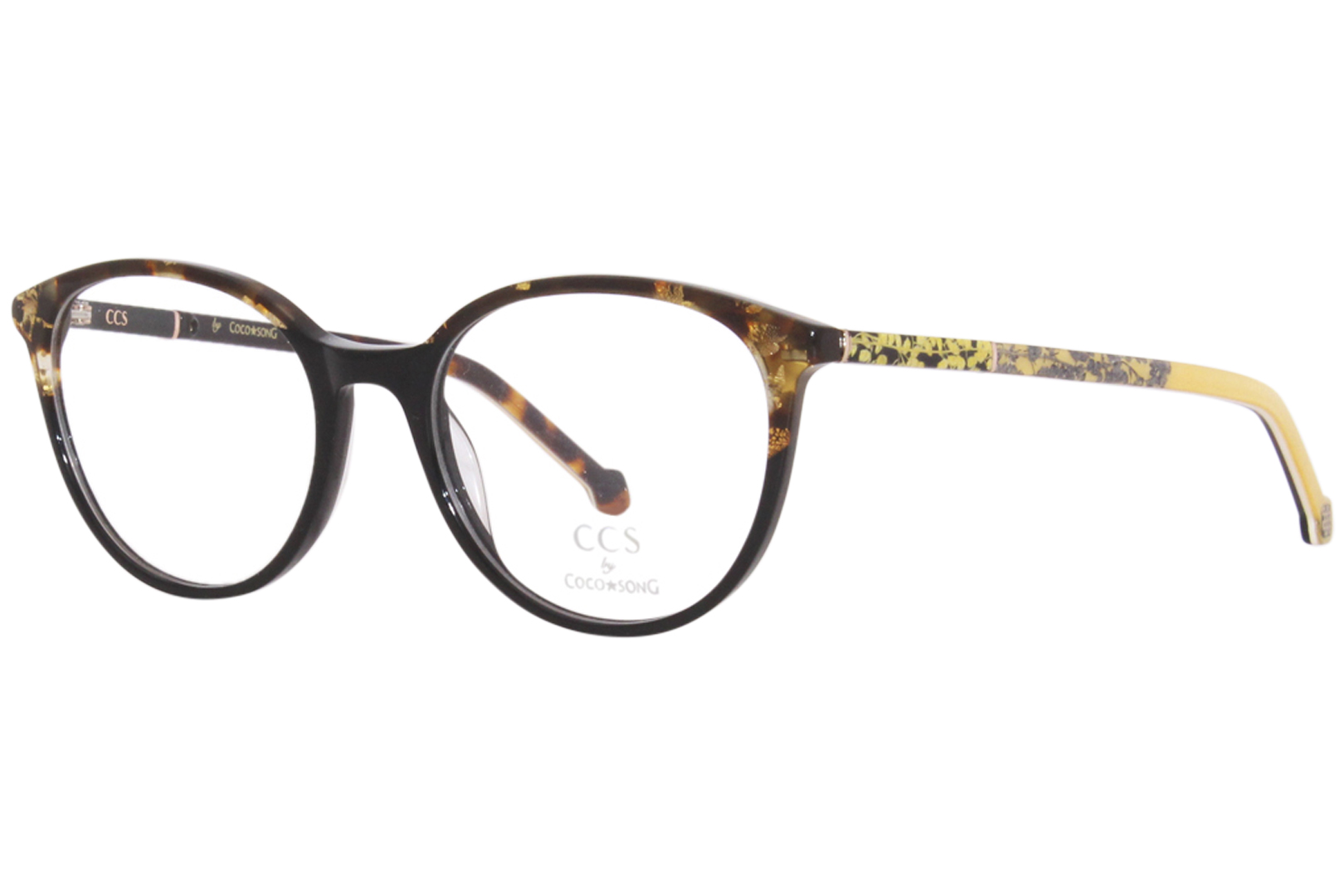 Coco Song CCS183-3 Eyeglasses Women's 24K Gold Inserts/Black Full Rim ...