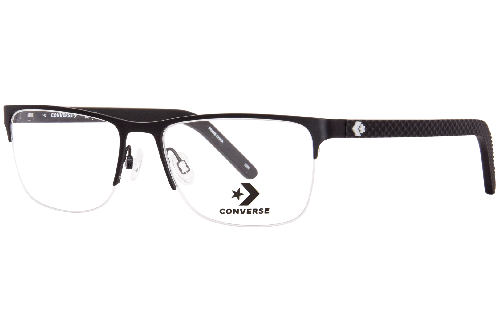 Converse Cv3016 001 Eyeglasses Mens Matte Black Semi Rim Rectangle