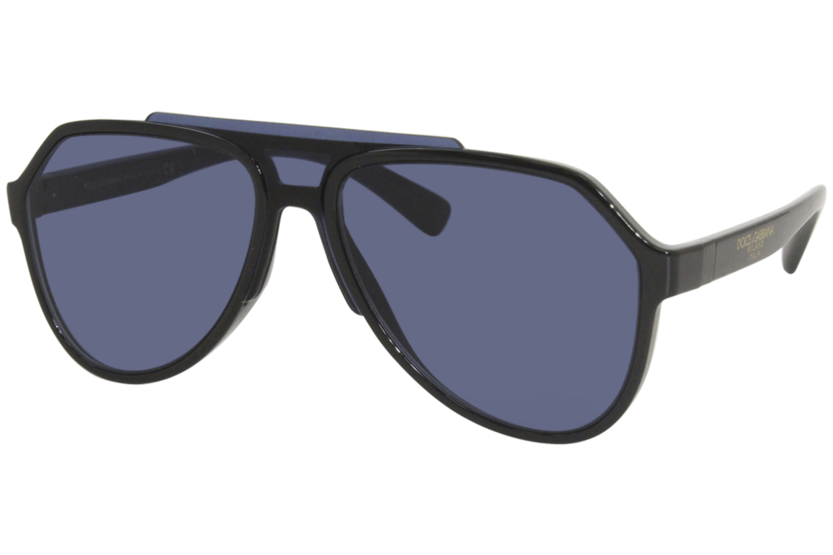 Dolce & Gabbana D&G DG6128 501/80 Sunglasses Men's Black/Blue Lenses Pilot  58mm 