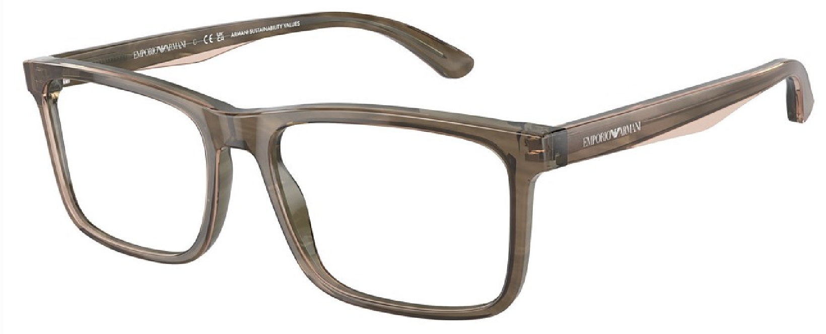 Emporio Armani EA3227F 6055 Eyeglasses Men's Shiny Green Full Rim 56-17 ...