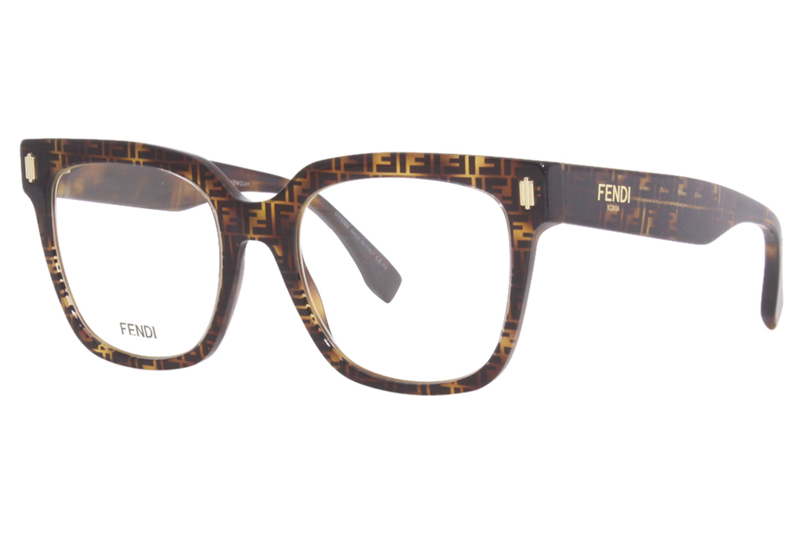 Fendi Eyeglasses Frames F867 216 Shiny Brown Square Cat Eye Full Rim  48-21-135