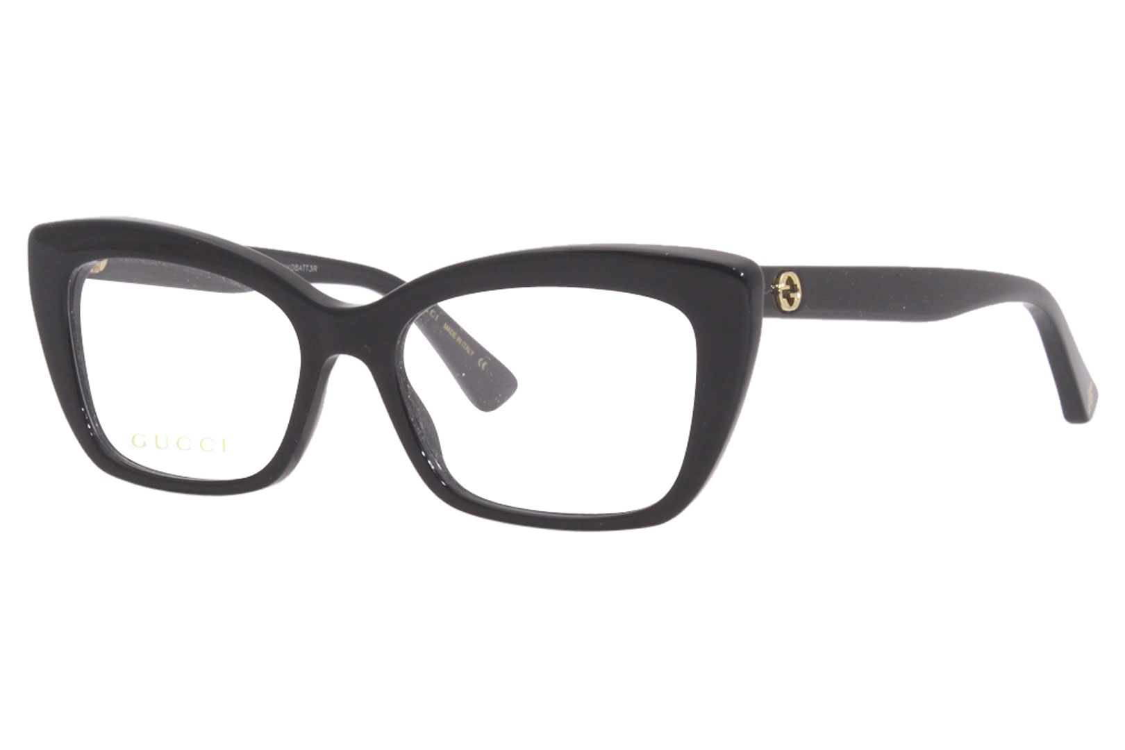 Gucci GG0165ON 003 Eyeglasses Women's Black Full Rim Cat Eye 51-17-140 ...