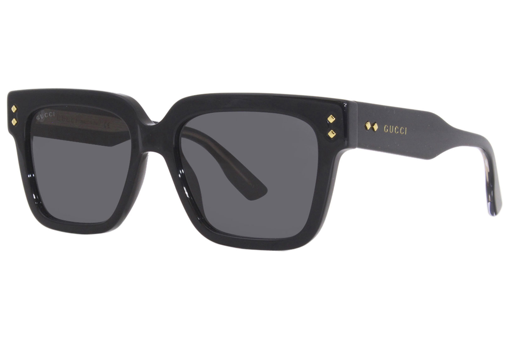  Gucci Rectangular Sunglasses GG0008S 001 Shiny Black