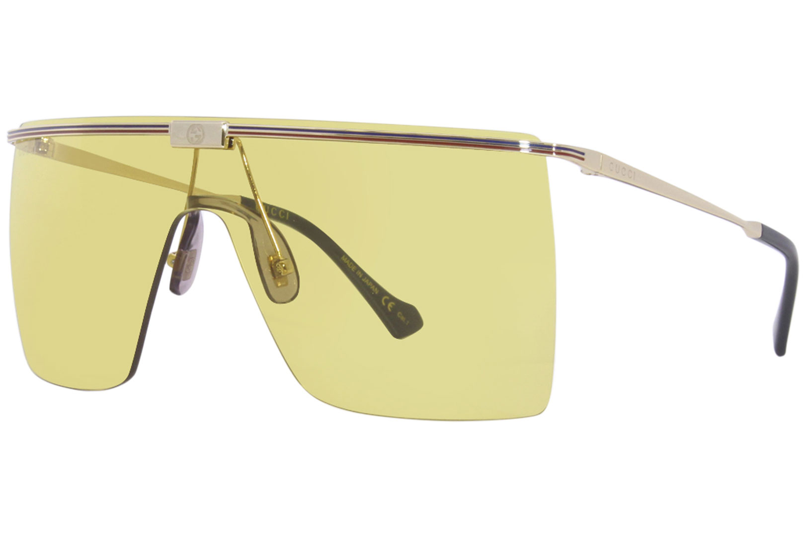 Dangle elegant håndjern Gucci GG1096S 003 Sunglasses Men's Gold/Yellow Shield 99-1-135 |  EyeSpecs.com