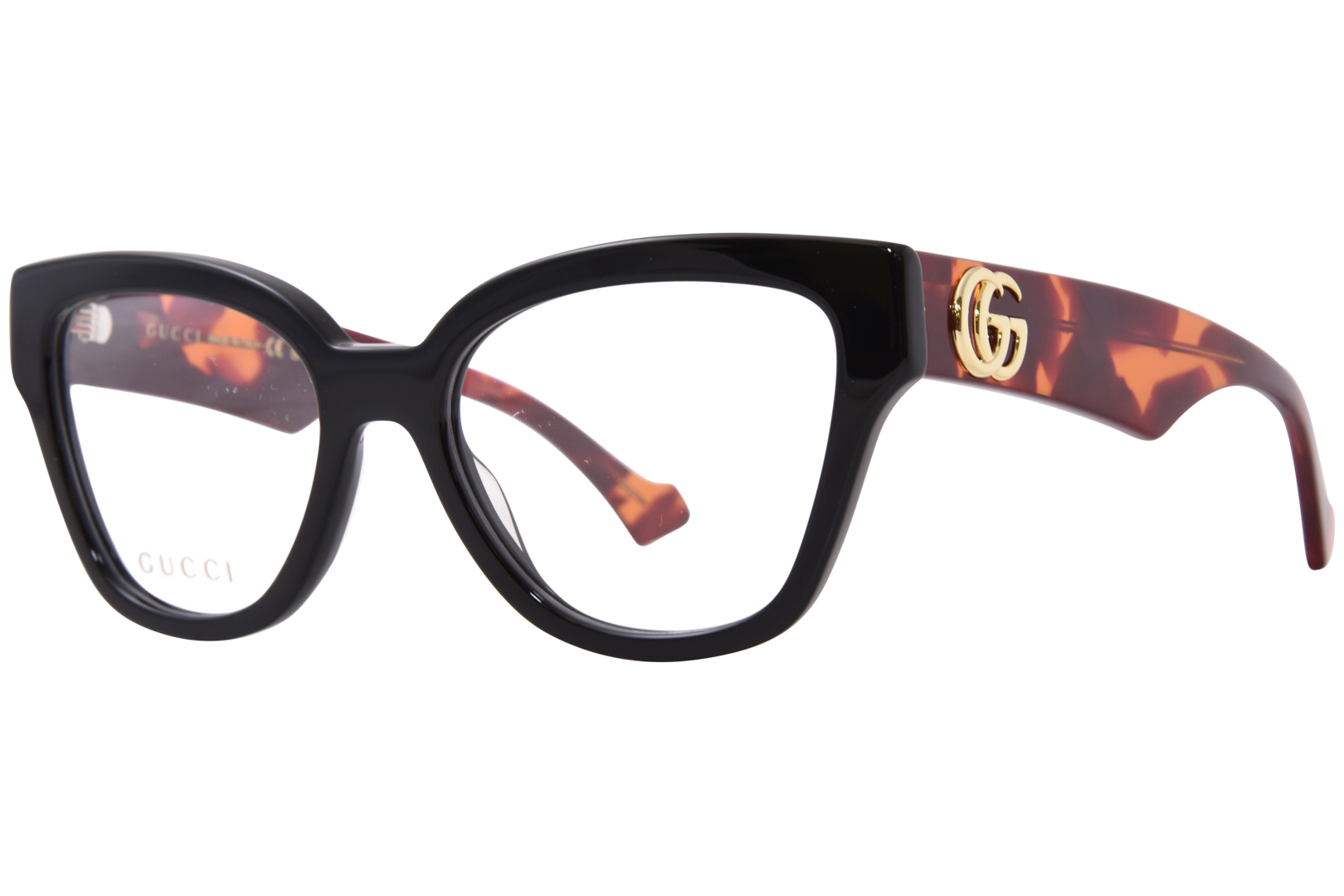 Gucci GG1424O 007 Eyeglasses Women s Black Havana Full Rim Cat Eye