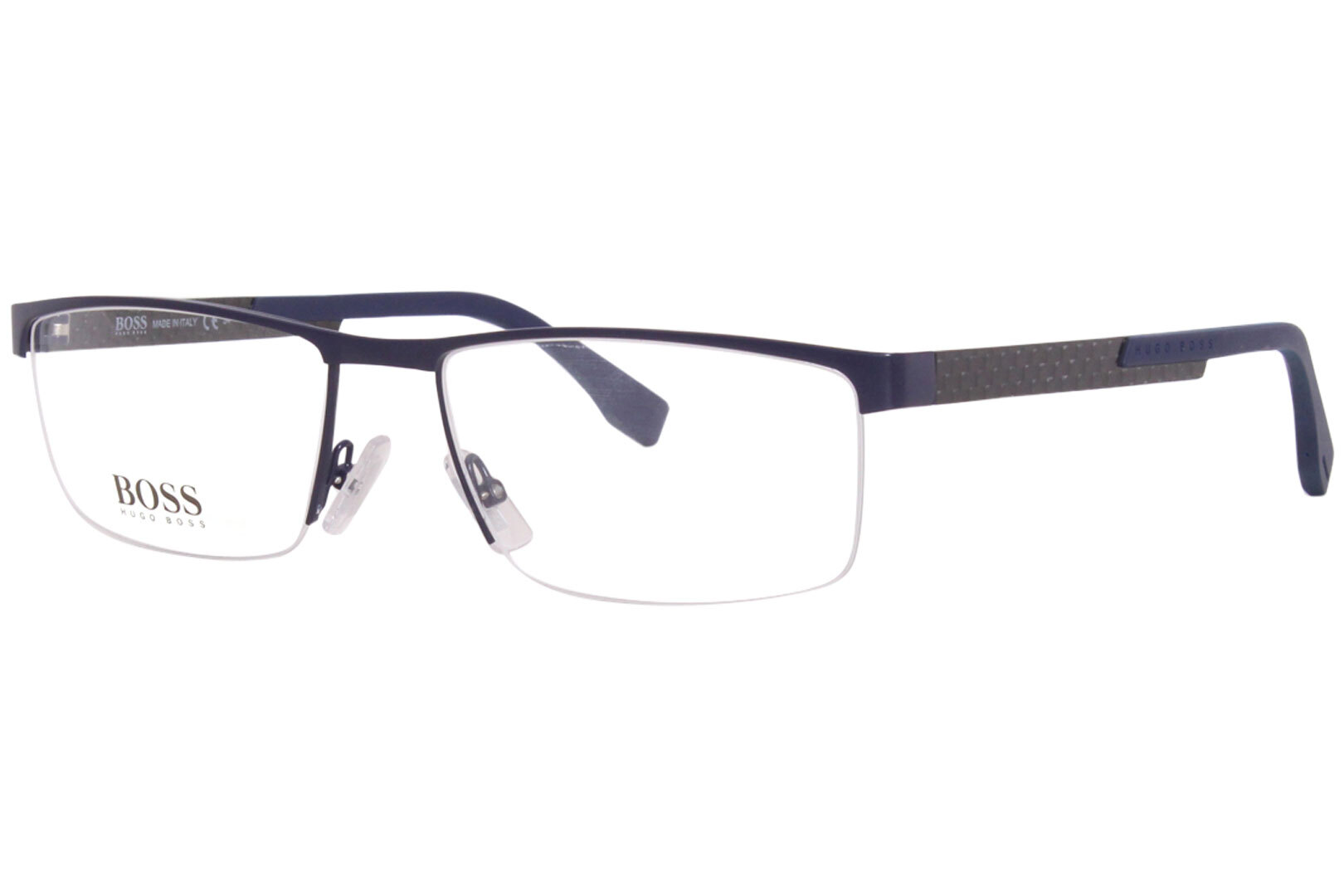 Hugo Boss 0734 KCS Eyeglasses Men's Blue Carbon Semi Rim 56-17-145 ...
