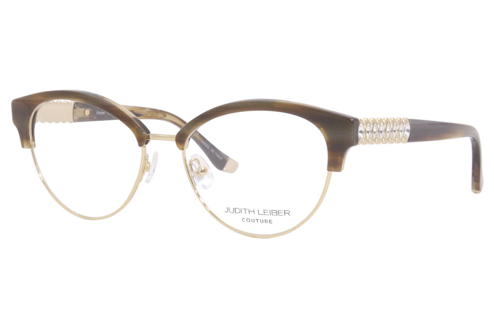 Judith Leiber Couture Eyeglasses Frame Women s Encore Wood 54 17 140 Brown Lens 54 Bridge 17 Temple 140mm