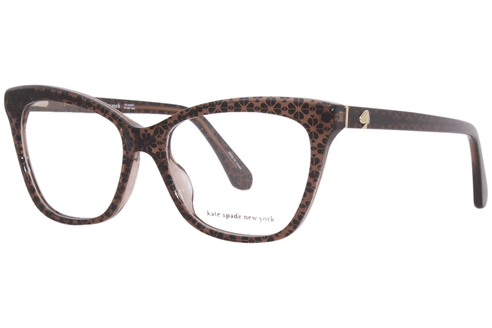 Kate Spade Adria Fl4 Eyeglasses Womens Crystalbrown Full Rim Cat Eye 52mm 7956