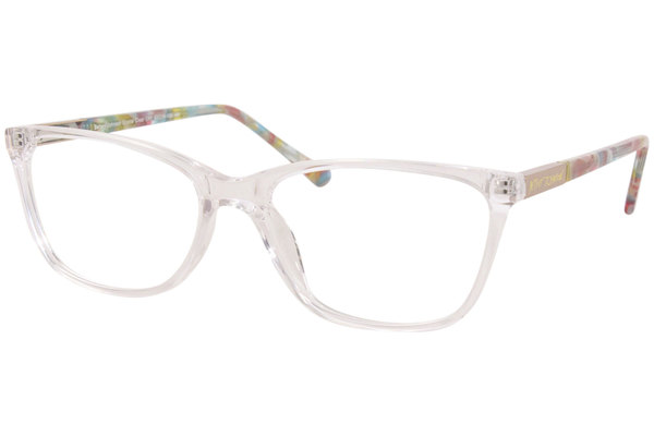  Betsey Johnson Crystal-Clear Eyeglasses Women's Full Rim Cat Eye 