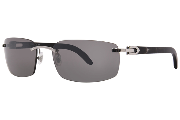 Cartier Exception CT0046S 001 Sunglasses Silver Genuine Grey Horn Silver Mirror