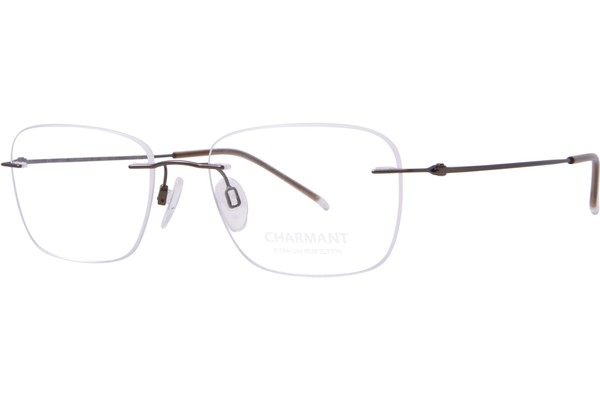 Charmant CH16700 Titanium Eyeglasses Men's Rimless Square Shape