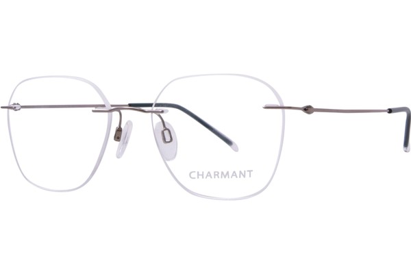  Charmant CH16705 Titanium Eyeglasses Women's Rimless Round Shape 