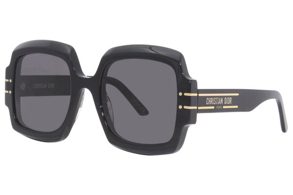 Sold at Auction: CHRISTIAN DIOR Lady Dior Studs Square shape black acetate  and gray lenses sunglasses with gold tone details WERO4B1OUR