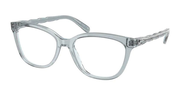 Coach HC6186F 5682 Eyeglasses Women's Transparent Blue Full Rim 53