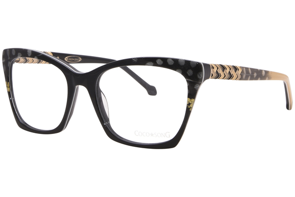 Coco Song Bamboo Heart CV297 Eyeglasses Women's Full Rim Butterfly Shape