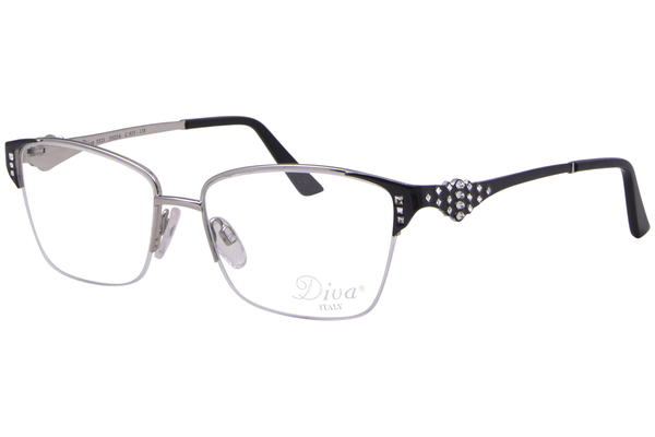  Diva 5521 Eyeglasses Women's Semi Rim Rectangle Shape 