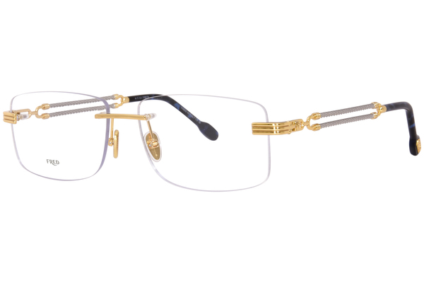  Fred FG50035U Eyeglasses Men's Rimless Rectangle Shape 