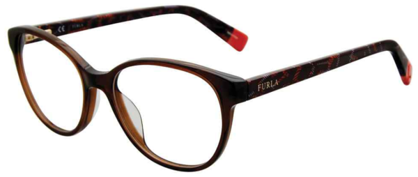  Furla VFU077 Eyeglasses Women's Full Rim Round Shape 