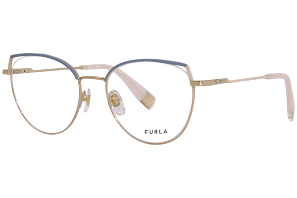 Furla VFU585 Eyeglasses Women's Semi Rim Cat Eye