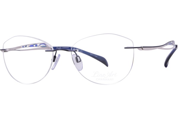  Line Art Brillante XL2175 Titanium Eyeglasses Women's Rimless Cat Eye 