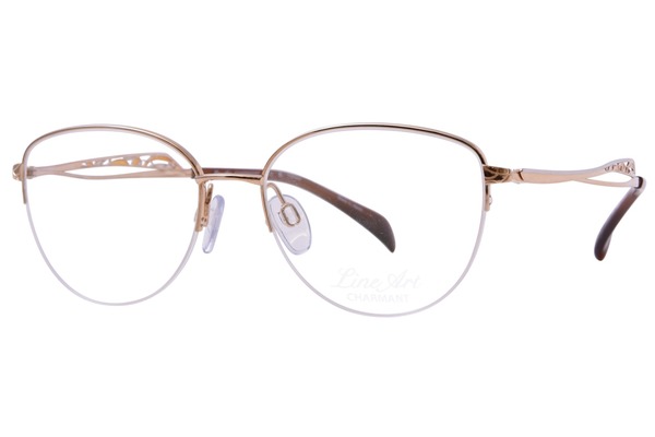  Line Art Brillante XL2177 Titanium Eyeglasses Women's Semi Rim Cat Eye 