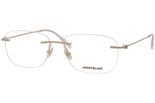  Mont Blanc MB0075O Eyeglasses Men's Rimless Rectangular Optical Frame 