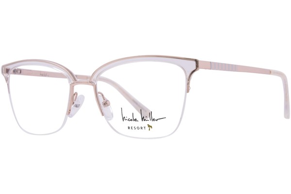  Nicole Miller Cannes Eyeglasses Women's Semi Rim Cat Eye Optical Frame 