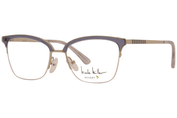  Nicole Miller Cannes Eyeglasses Women's Semi Rim Cat Eye Optical Frame 