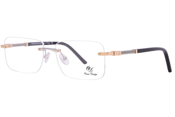  Omas Design Odino Eyeglasses Men's Rimless Rectangle Shape 