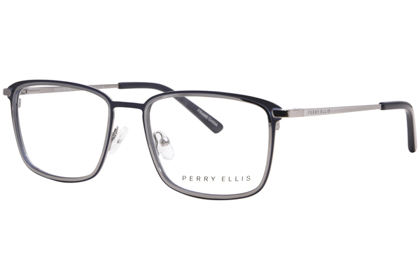  Perry Ellis PE487-1 Eyeglasses Men's Full Rim Rectangle Shape 