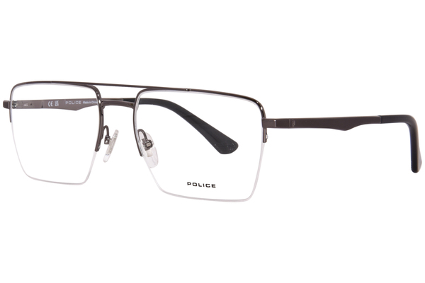  Police Quest-2 VPLG71 Eyeglasses Men's Semi Rim Square Shape 