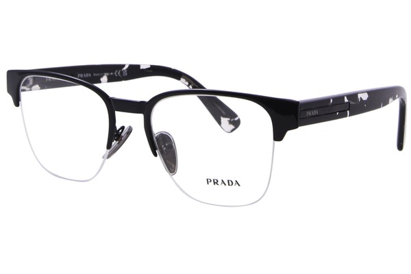  Prada PR A52V Eyeglasses Men's Semi Rim Pillow Shape 